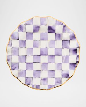 Plum Check Fluted Ceramic Dinner Plate