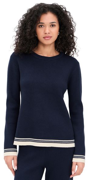 English Factory Contrast Striped Knit Top Navy/White L