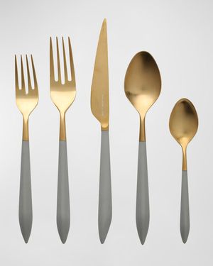 Ares Oro & Black 5-Piece Flatware Place Setting