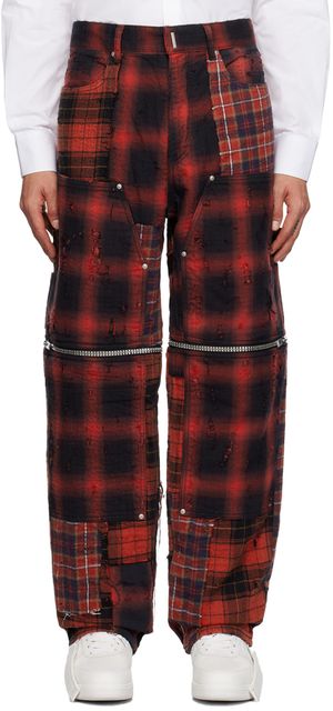 Givenchy Pantalon rouge et noir à panneaux