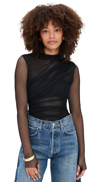 Free People On My Way Thong Bodysuit Black M