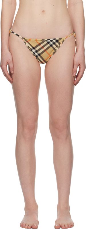 Burberry Culotte de bikini beige à carreaux