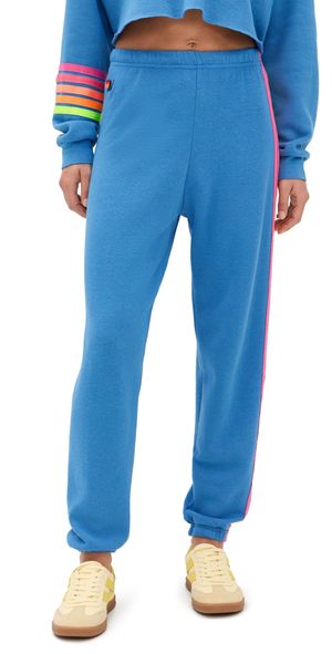 Aviator Nation 5 Stripe Sweatpants Cobalt/Neon L