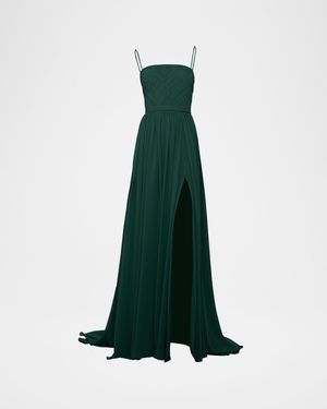 Millicent Woven Spaghetti Strap Gown