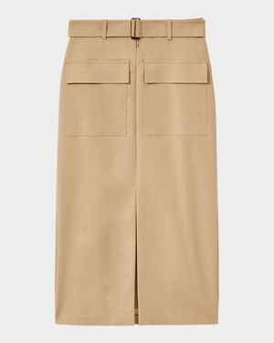 Oakley Belted Gabardine Cargo Midi Skirt