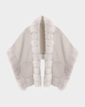 Reversible Loro Piana Cashmere-Wool Shawl with Merinillo Lamb Shearling Trim