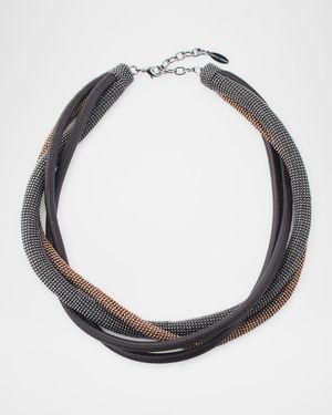 Monili Leather Twisted Coil Collar Necklace