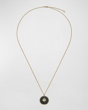 Interlocking G Onyx Pendant Necklace with Diamond