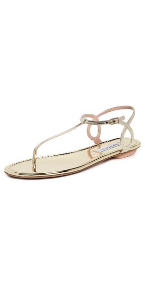 Aquazzura Almost Bare Sandal Flats Soft Gold 36.5