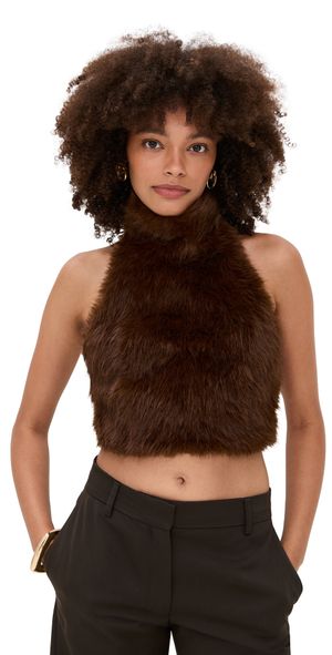 BARDOT Julietta Faux Fur Top Chocolate 12