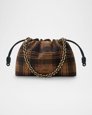 Flamenco Shoulder Bag in Plaid Calfskin Suede
