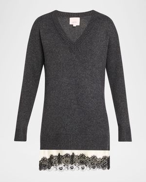 Simona Lace-Trim Sweater Dress