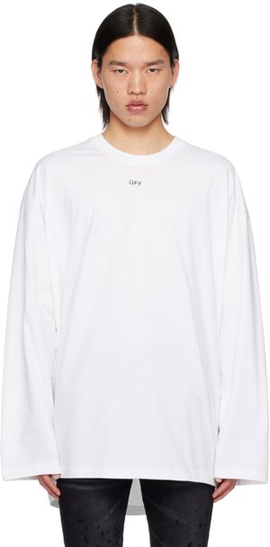 Off-White T-shirt à manches longues blanc à logo