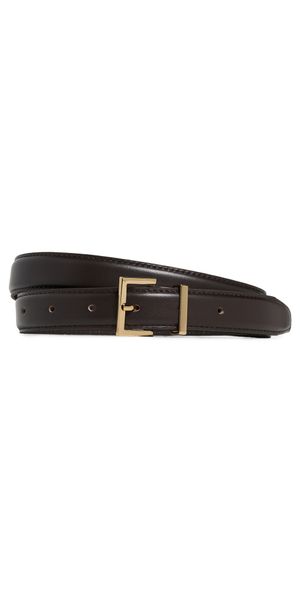 FRAME The Leather Square Buckle Belt Dark Brown L