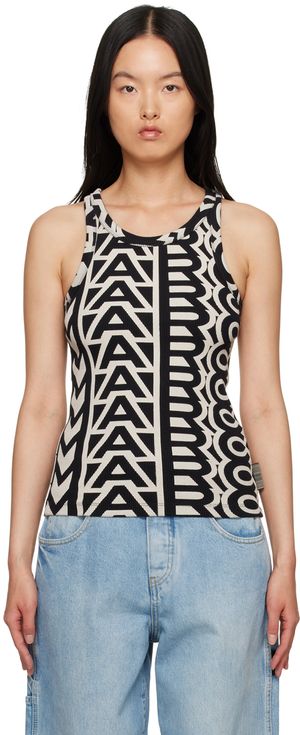 Marc Jacobs Black & Beige 'The Monogram Rib Tank' Tank Top