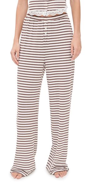 For Love & Lemons Bella Wide Leg Pants Brown XS