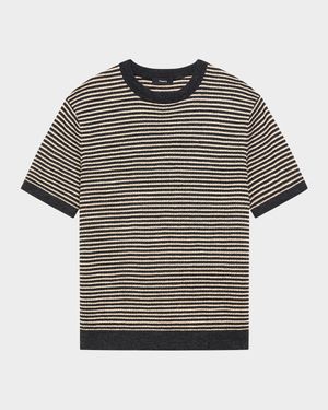 Men's Stripe Knit Short-Sleeve Crewneck Sweater