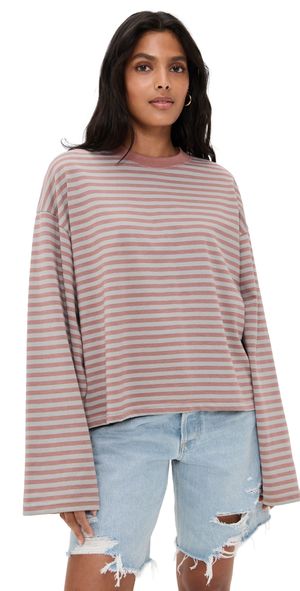 Lioness Bloom Long Sleeve Tee Chocolate Sea Stripe XS