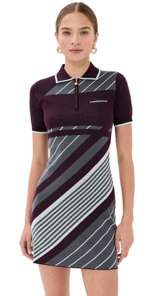 Casablanca Diagonal Sporty Dress Merino Aubergine S
