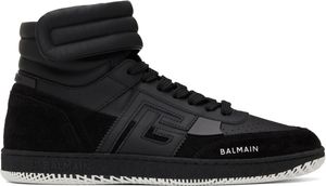 Balmain Black 'Balmain' Swan Mid-Top Sneakers