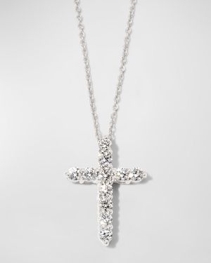 18K Diamond Cross Necklace, 17x13mm