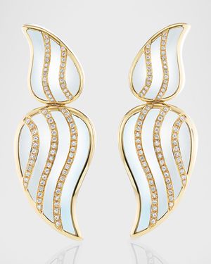 18K Yellow Gold Stardust Statement Earrings with Mother Of Pearl and GH-SI Diamonds