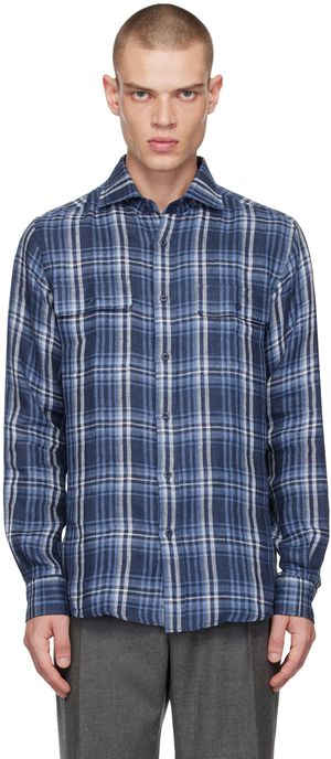 Ralph Lauren Purple Label Blue Plaid Shirt