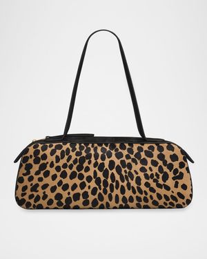 Simona Hyena-Print Calf Hair Shoulder Bag