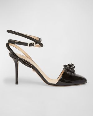 Double Bow Strass Ankle-Strap Pumps