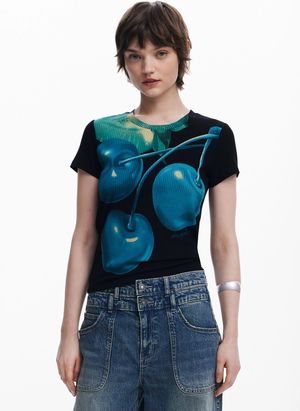 Desigual - Tee-shirt col rond imprimé - Taille XL - Noir