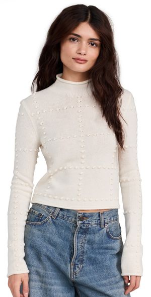 Guest in Residence Popcorn Top In Cashmere Blend Cream L