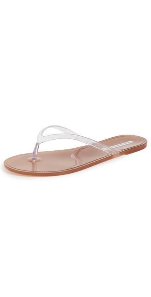 Black Suede Studio Crystal Jelly Flip Flops Old Rose/Clear 39