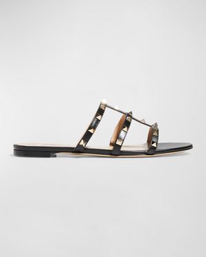 Rockstud Caged Flat Slide Sandals