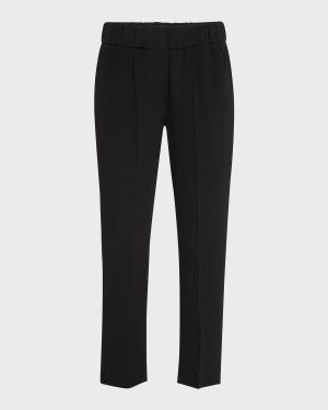 Silk Pull-On Cropped Pants