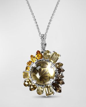 Multi-Quartz and Citrine Pendant Necklace in Sterling Silver