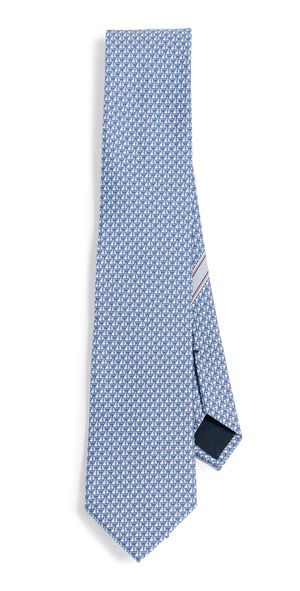 FERRAGAMO Silk Sailboat Tie F. Azzurro One Size