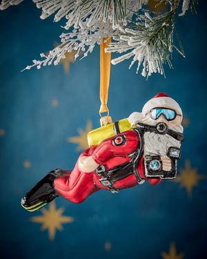 Diving Santa Christmas Ornament