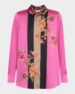 Sabrina Floral-Print Satin Blouse
