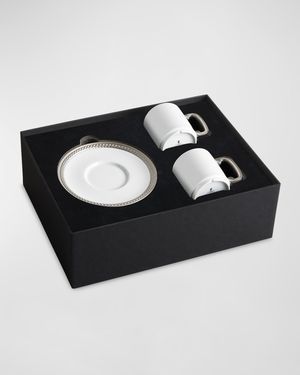 Soie Tressee Silver Espresso Cup & Saucer, Set of 2