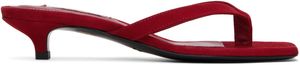 TOTEME Red Suede Heeled Flip-Flops