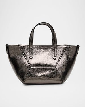 Duo Mini Metallic Leather Shopper Tote Bag