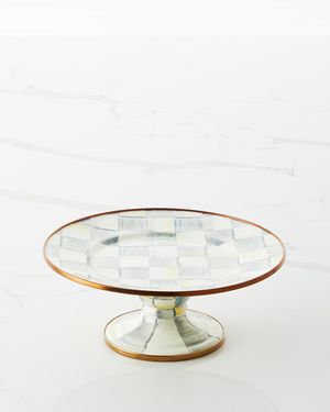 Sterling Check Enamel Mini Pedestal Platter