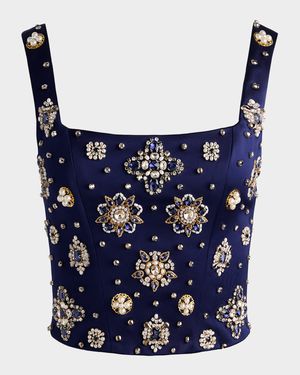 Lilianna Embellished Satin Corset Top