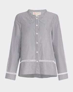 Striped Cotton Shirt with Lattice Detail