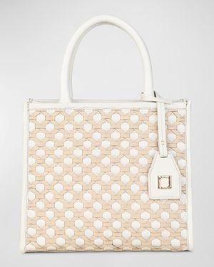 Ayesha Woven Leather Top-Handle Bag