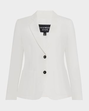 Single-Breasted Contrast Button Blazer
