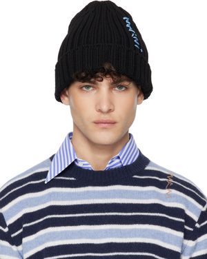 Marni Black Cotton Beanie