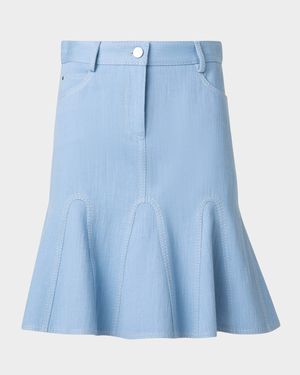 Godet Lightwash Denim Mini Skirt