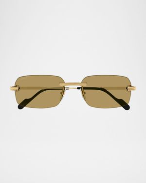 Men's Rimless Rectangle Metal Sunglasses
