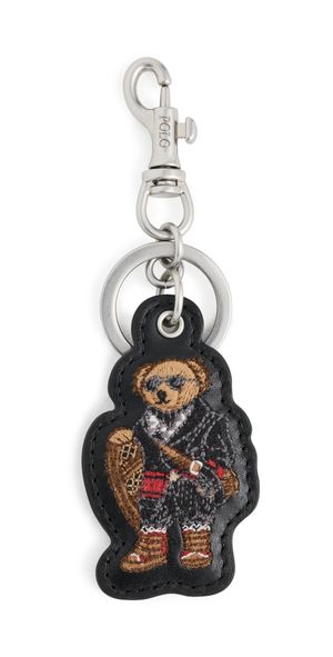 Polo Ralph Lauren Leather Holiday Bear Keyfob Black One Size